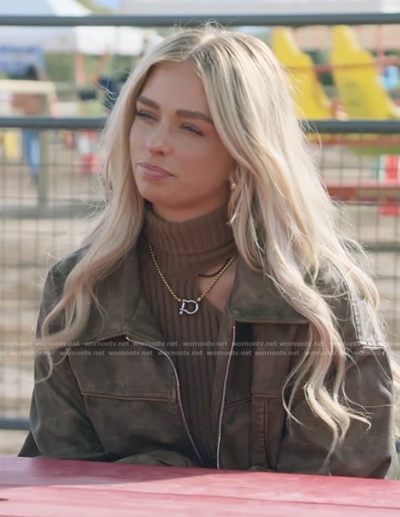 Miranda's leather jacket on The Secret Lives of Mormon Wives