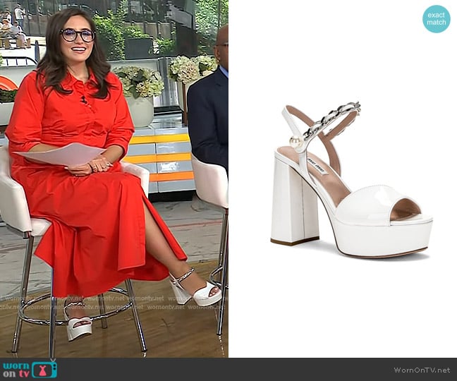 Miu Miu Platform Sandal in Bianco worn by Savannah Sellers on Today