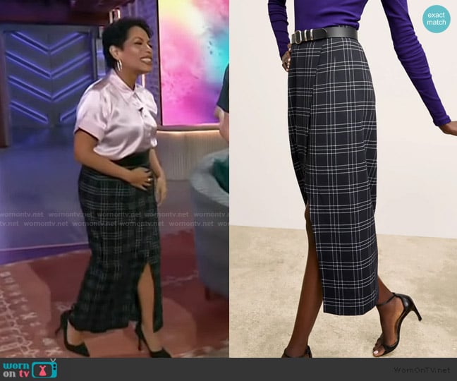 M.M. LAfleur The Amara Skirt - Knit Suiting worn by Liza Colon-Zayas on The Kelly Clarkson Show