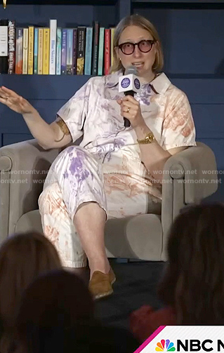 Emma Straub’s printed short sleeve jumpsuit on Today