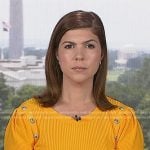 Monica Alba’s yellow ribbed button detail top on NBC News Daily