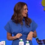 Monica Mangin’s blue belted jumpsuit on Live with Kelly and Mark