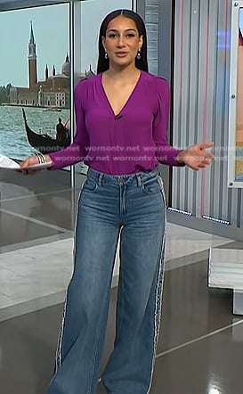 Morgan’s frayed side jeans on NBC News Daily