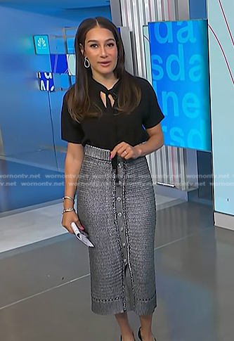 Morgan’s metallic knit pencil skirt on NBC News Daily