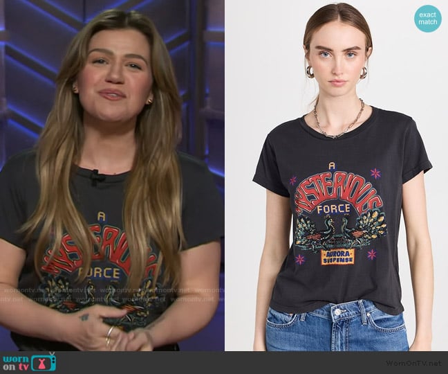 Mother The Boxy Goodie Goodie Graphic Tee worn by Kelly Clarkson on The Kelly Clarkson Show