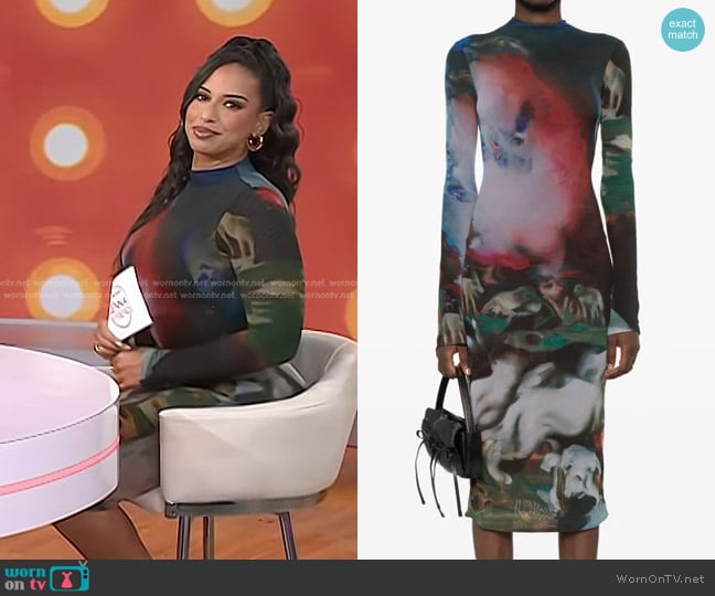 Mugler x Ambera Wellmann Impossession Midi Dress worn by Nessa Diab on Today