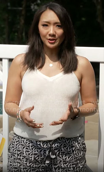 Nancy Chen’s knit tank top and printed shorts on CBS Mornings