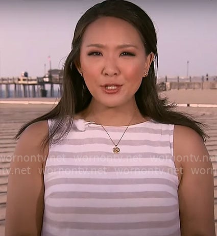Nancy Chen's stripe mini dress on CBS Mornings