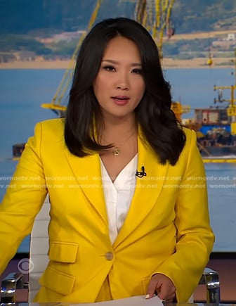 Nancy Chen’s yellow blazer on CBS Evening News
