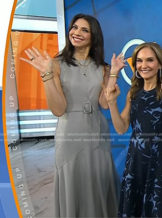 Natalie’s grey belted midi dress on Today