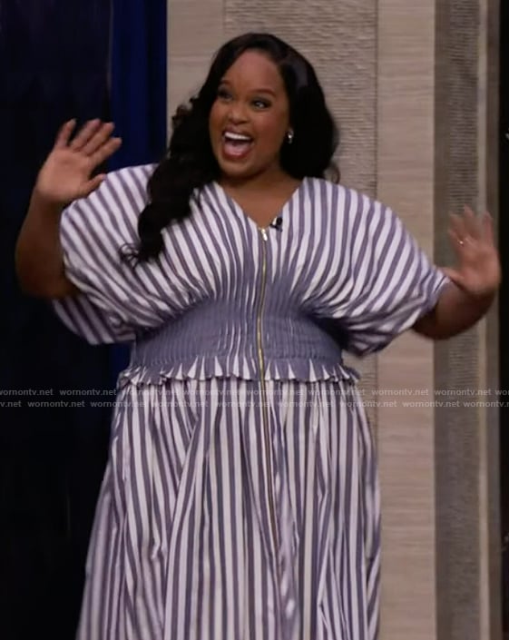 Natasha Rothwell’s striped dress on Live with Kelly and Mark