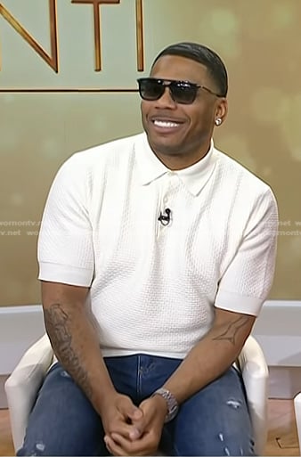 Nelly’s white textured polo on Today