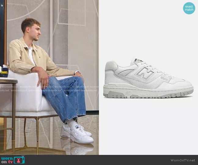 New Balance BB550 Sneakers in White worn by Cooper Flagg on Good Morning America