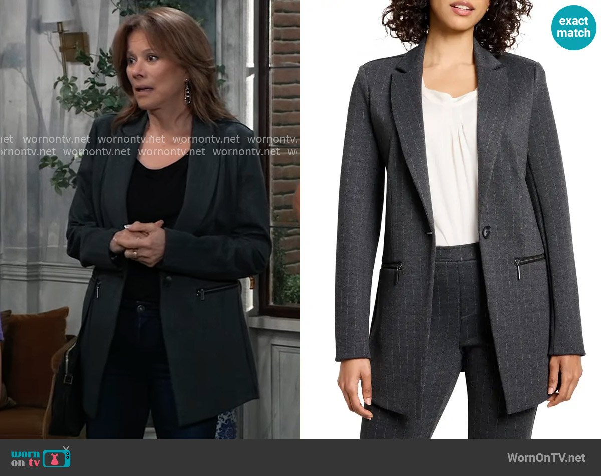 Alexis’s grey pinstripe blazer on General Hospital