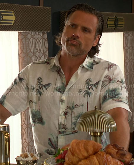 Nick's palm tree shirt on The Young and the Restless