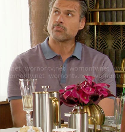 Nick's purple polo shirt on The Young and the Restless