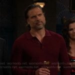 Nick’s red textured polo sweater on The Young and the Restless