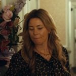 Nicky’s black floral print blouse on The Better Sister