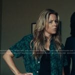 Nicky’s green print short sleeve shirt on The Better Sister