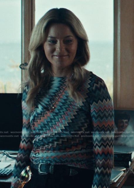 Nicky’s zig-zag print ruched top on The Better Sister