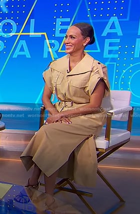 Nicole Ari Parker's beige belted dress on Good Morning America