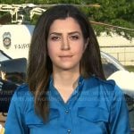 Nicole Sganga’s blue satin shirt on CBS Mornings