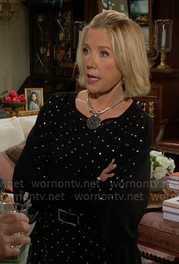 Nikki's black studded tunic top on The Young and the Restless