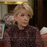 Nikki’s pink dotted blouse on The Young and the Restless