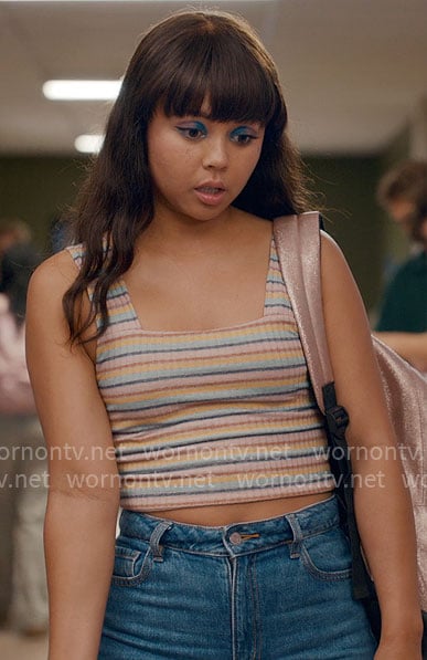 Norah’s striped square neck tank top on Ginny & Georgia