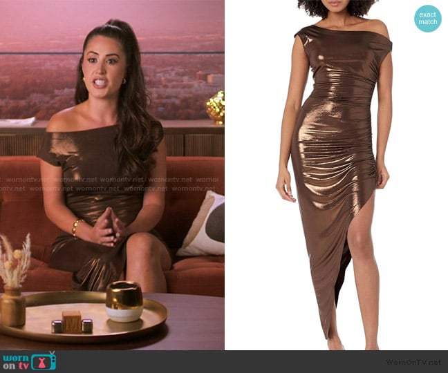 Norma Kamali Drop Shoulder Side Drape Gown worn by Michelle Saniei on The Valley