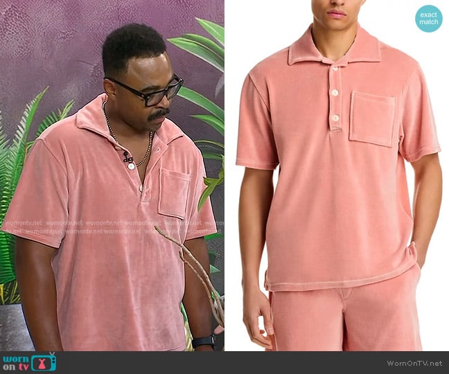 OAS Cameo Girona Velour Shirt in Pink worn by Hilton Carter on Today