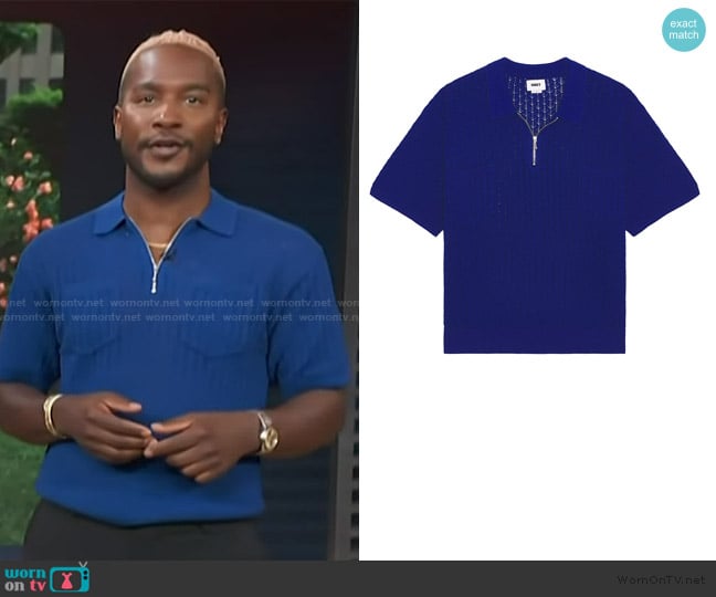 Obey Grant Quarter Zip Sweater Polo worn by Scott Evans on Access Hollywood