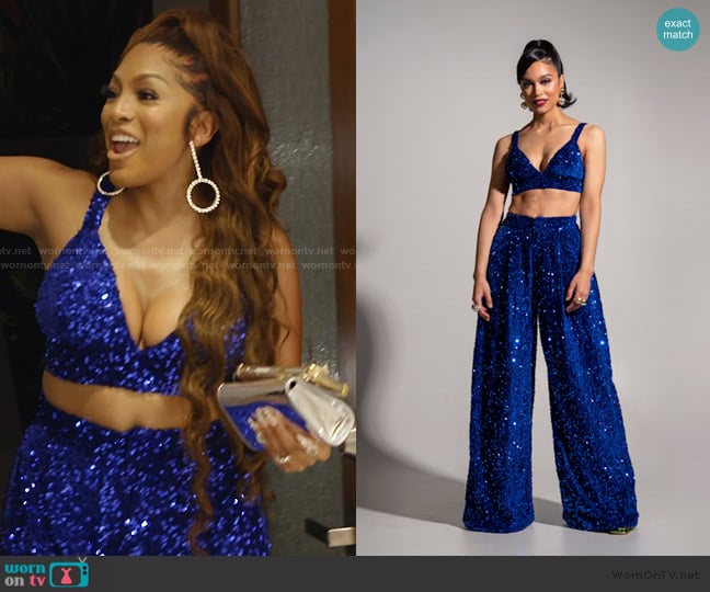 Ofuure Liza Bra Top In Sapphire worn by Drew Sidora on The Real Housewives of Atlanta
