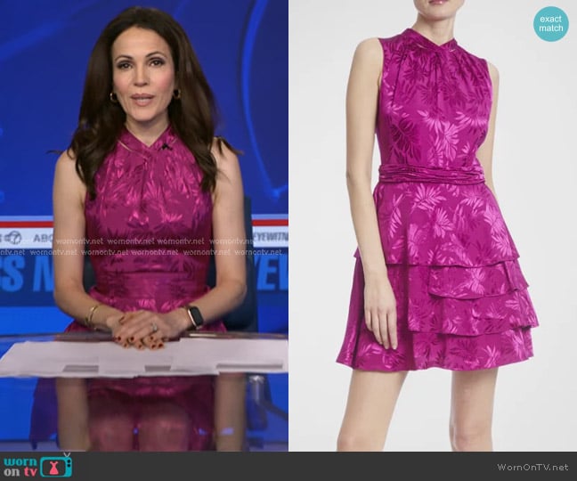 One33 Social Sleeveless Ruched Jacquard Mini Dress worn by Tanya Rivero on Good Morning America