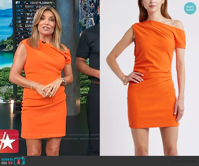 Open Edit Ruched One-Shoulder Body-Con Minidress worn by Kit Hoover on Access Hollywood