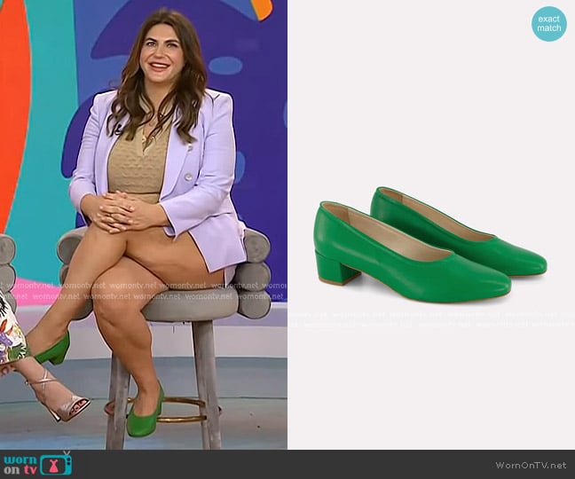 Oya Culford Heel in Emerald worn by Katie Sturino on Today