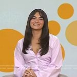 Paige DeSorbo’s pink v-neck shirt on Today