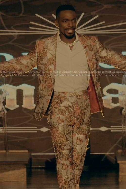 Pastor Ezekiel’s floral blazer and pants on The Chi