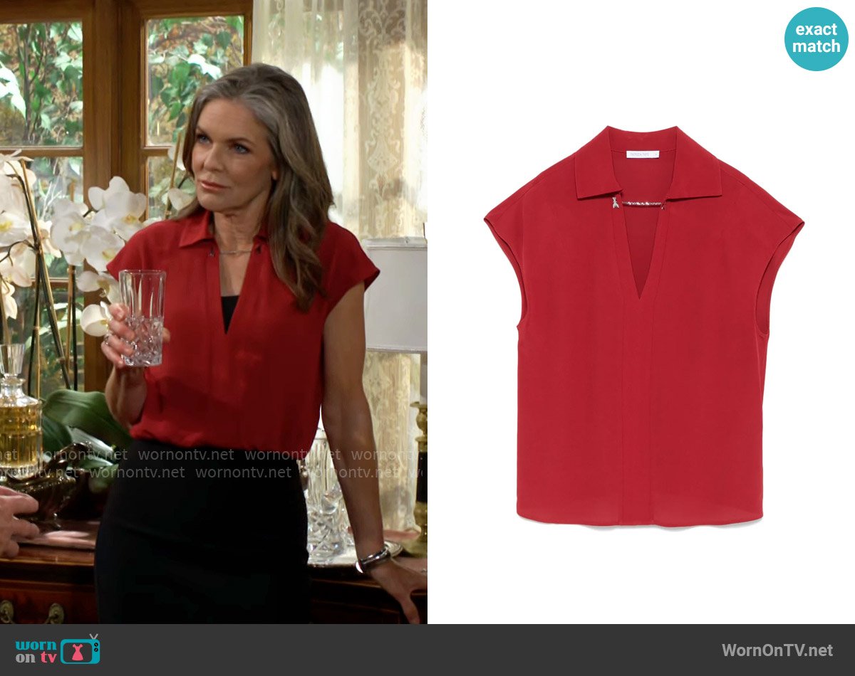 Patrizia Pepe Crepe Blouse worn by Diane Jenkins (Susan Walters) on The Young and the Restless