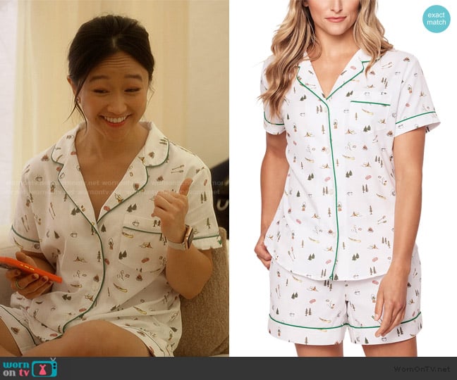 Petite Plume The Great Outdoors Short Pajama Set worn by Lily Goldenblatt (Cathy Ang) on And Just Like That