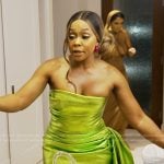 Phaedra’s green metallic strapless mini dress on The Real Housewives of Atlanta