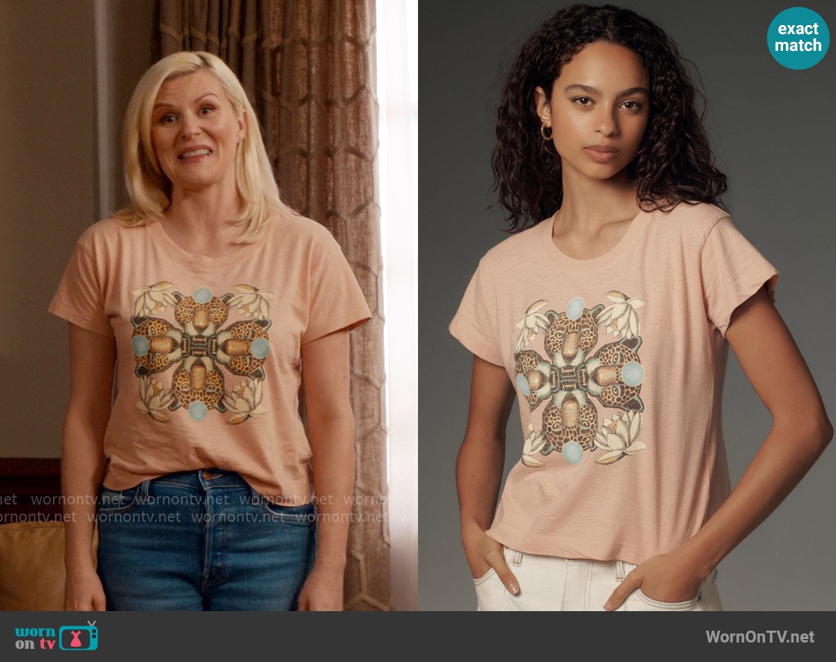Pilcro at Anthropologie The Billy Regenerative Cotton Crew Tee Real Fun, Wow! Edition worn by Ellen Baker (Jennifer Robertson) on Ginny & Georgia
