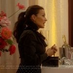 Charlotte’s black polka dot print skirt on And Just Like That