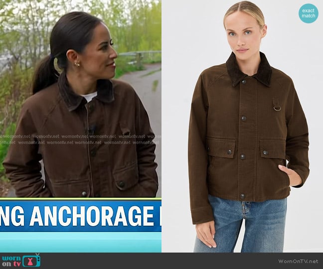 Polo Ralph Lauren Crop Utility Barn Jacket in Court Brown worn by Kaylee Hartung on Today