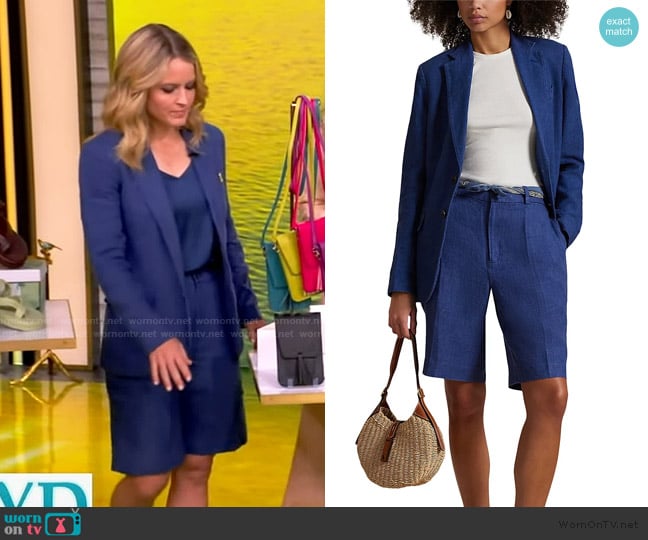 Ralph Lauren Woven Linen Blazer worn by Sara Haines on The View