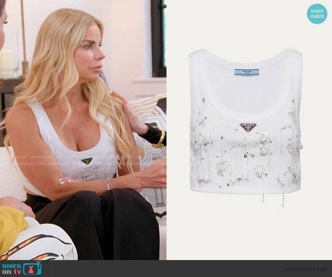 Prada Ribbed knit jersey top with embroidery worn by Alexia Echevarria (Alexia Echevarria) on The Real Housewives of Miami