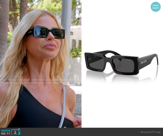 Prada Low Bridge Rectangular Sunglasses worn by Alexia Echevarria (Alexia Echevarria) on The Real Housewives of Miami