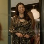 Printed v-neck dress on And Just Like That
