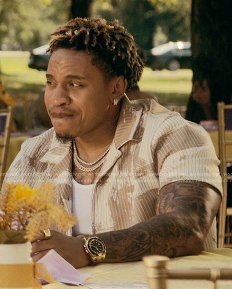 Charles’s printed ribbed shirt on The Chi