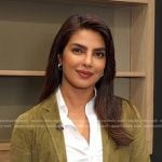 Priyanka Chopra’s green suede blazer and pants on Good Morning America